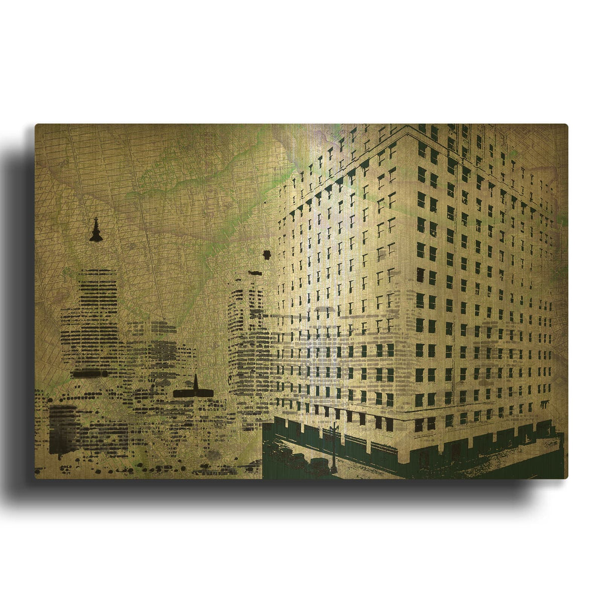 'Cityscape II' By Art Roberts Gold Metal Wall Art