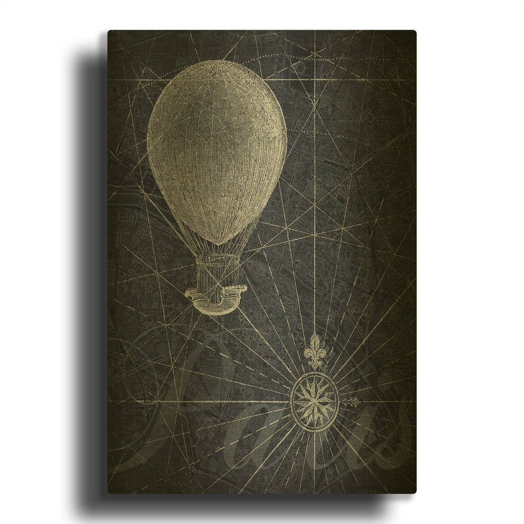 'Hot Air over Paris I' By Art Roberts Gold Metal Wall Art