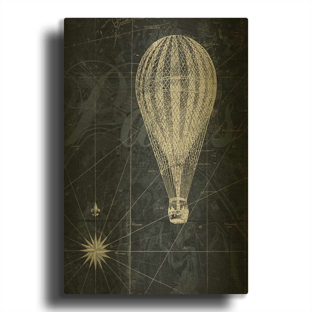'Hot Air over Paris II' By Art Roberts Gold Metal Wall Art