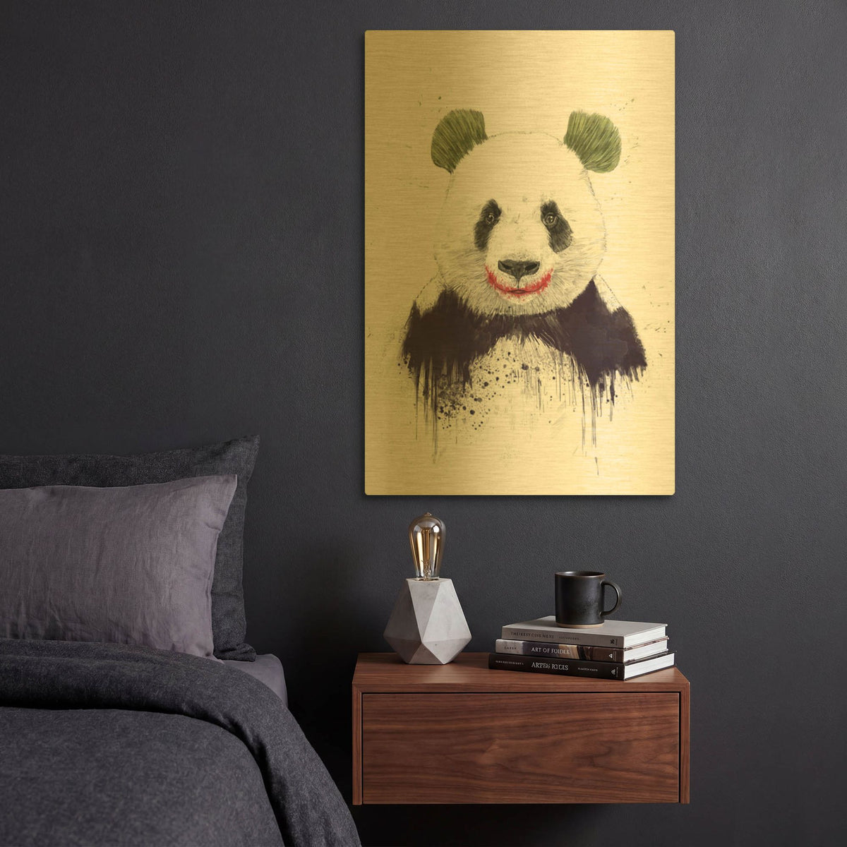 'Joker Face' By Balazs Solti Gold Metal Wall Art