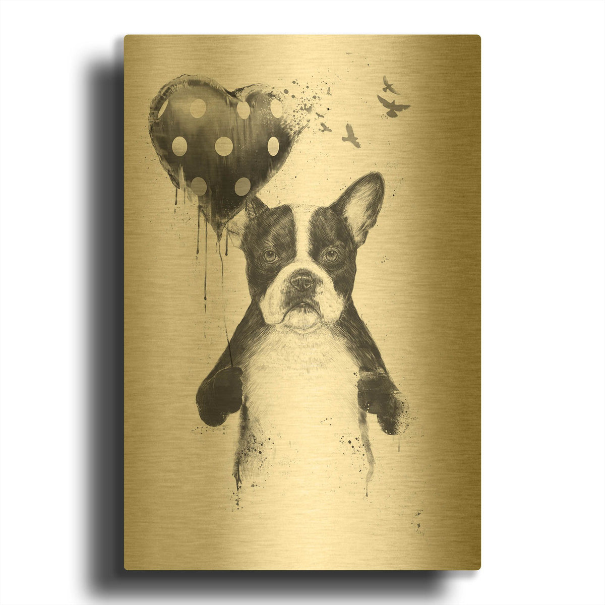 'My Heart Goes Boom' By Balazs Solti Gold Metal Wall Art