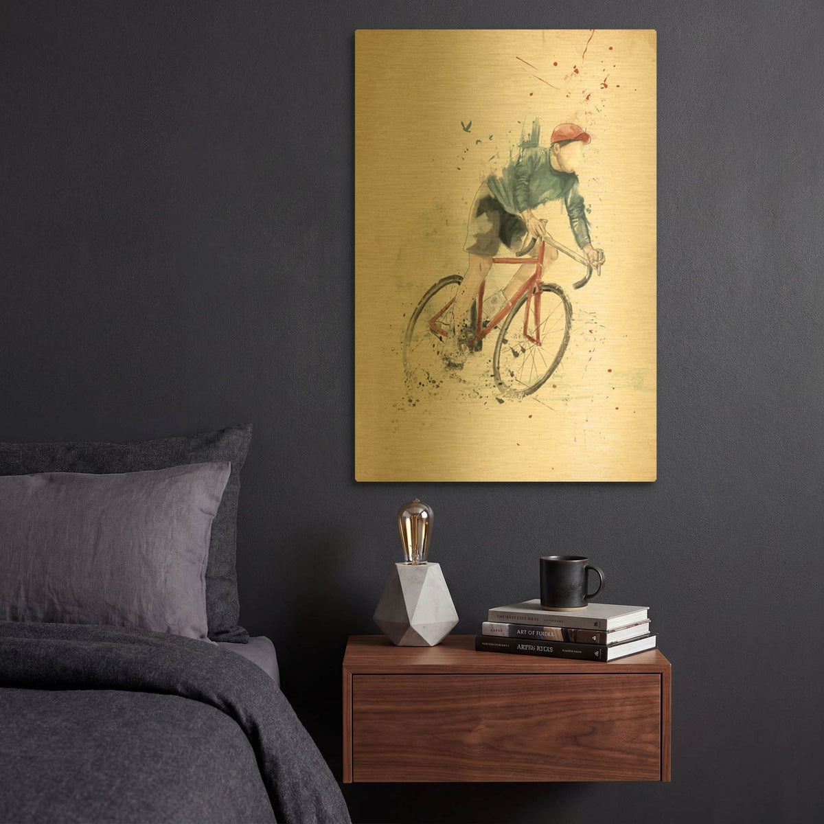 'I Want to Ride My Bicycle' By Balazs Solti Gold Metal Wall Art