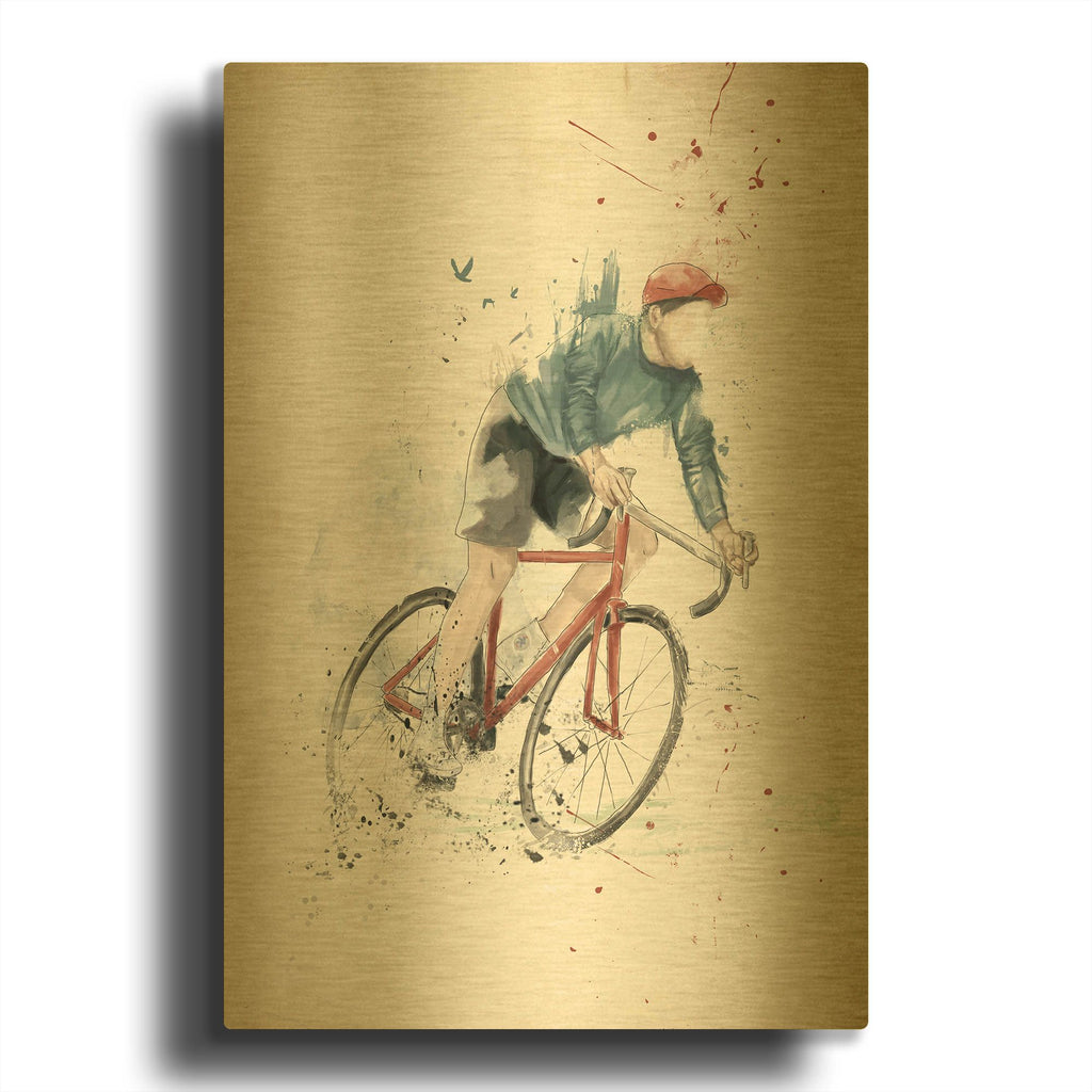 'I Want to Ride My Bicycle' By Balazs Solti Gold Metal Wall Art