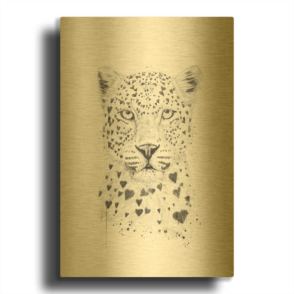 'Lovely Leopard' By Balazs Solti Gold Metal Wall Art