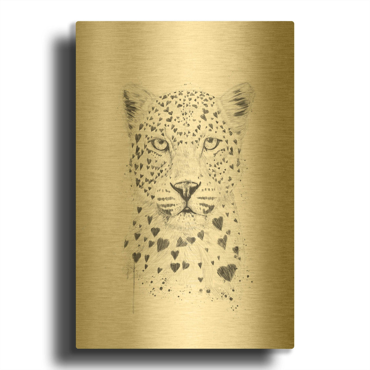 'Lovely Leopard' By Balazs Solti Gold Metal Wall Art