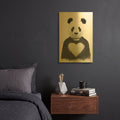 'Lovely Panda' By Balazs Solti Gold Metal Wall Art