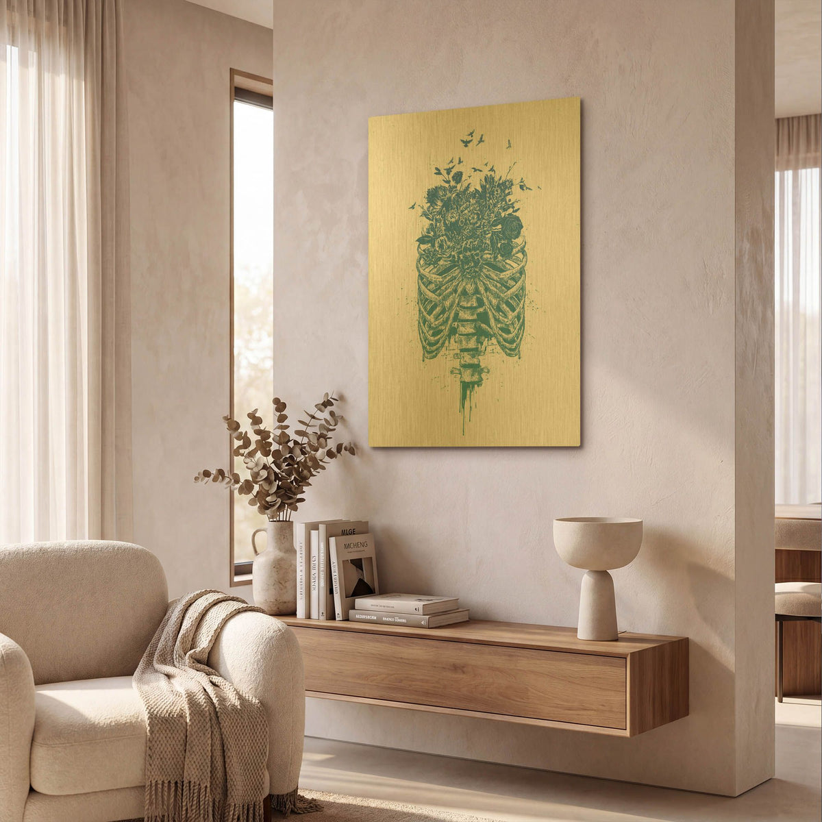 'New Life' By Balazs Solti Gold Metal Wall Art