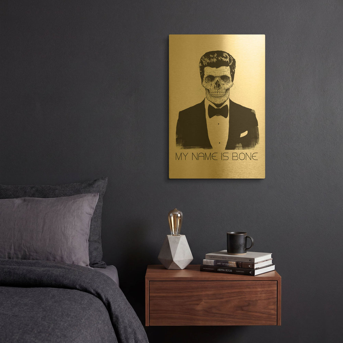 'My Name is Bone' By Balazs Solti Gold Metal Wall Art