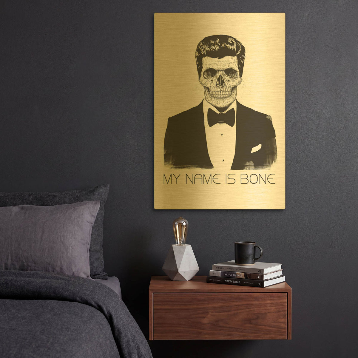 'My Name is Bone' By Balazs Solti Gold Metal Wall Art