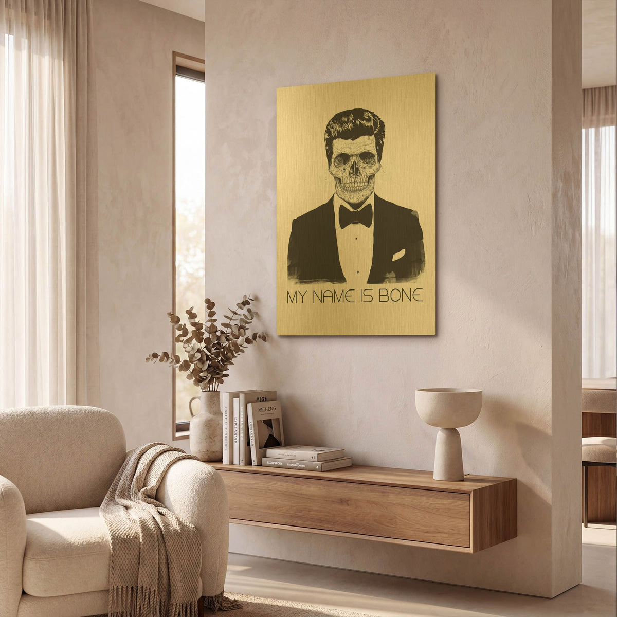'My Name is Bone' By Balazs Solti Gold Metal Wall Art