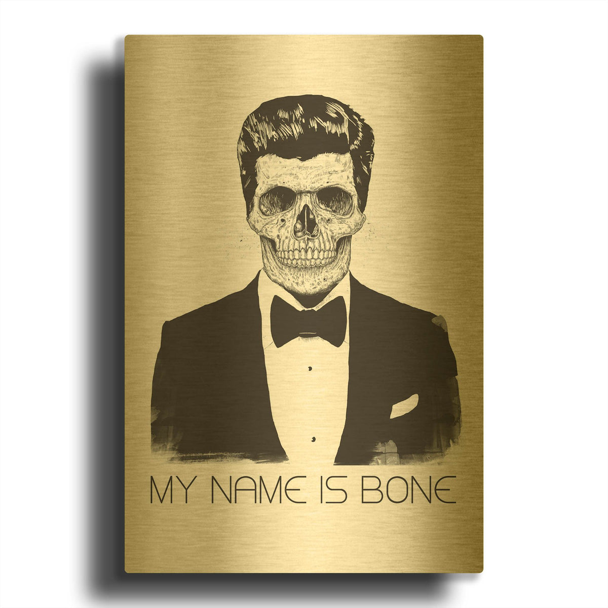 'My Name is Bone' By Balazs Solti Gold Metal Wall Art