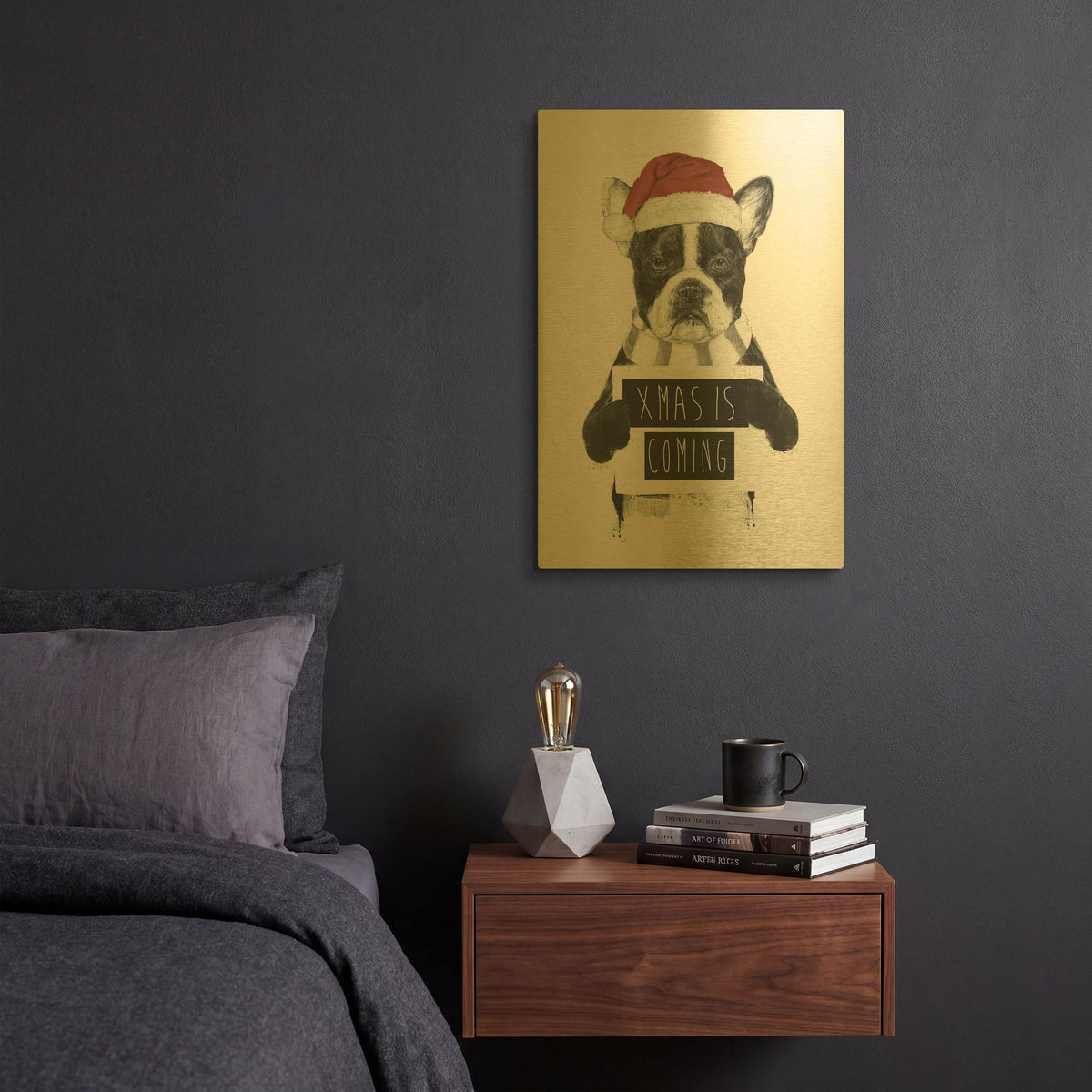 'Xmas is Coming' By Balazs Solti Gold Metal Wall Art