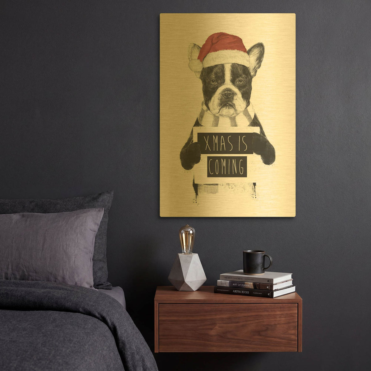 'Xmas is Coming' By Balazs Solti Gold Metal Wall Art