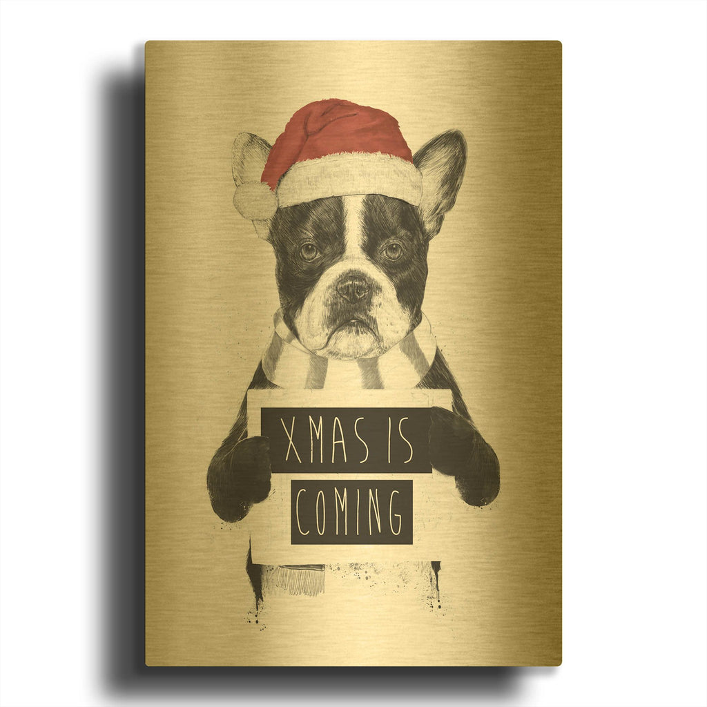 'Xmas is Coming' By Balazs Solti Gold Metal Wall Art