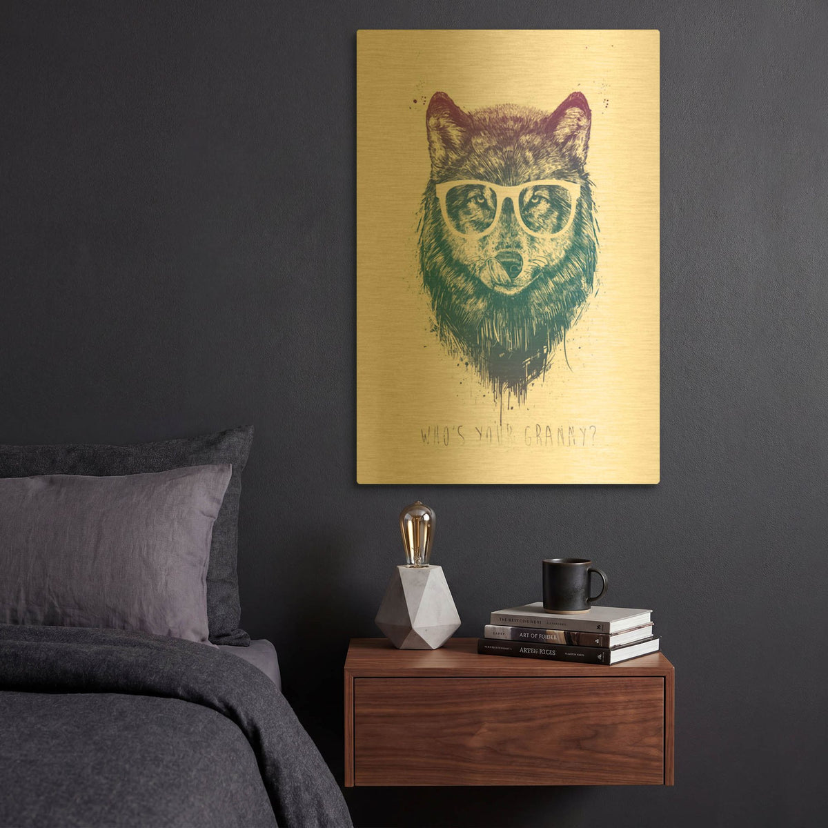 'Who' By Balazs Solti Gold Metal Wall Art