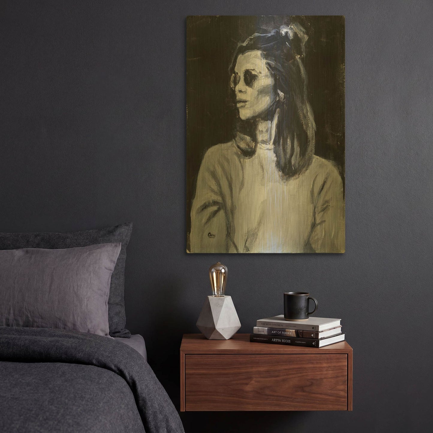 'Side' By Oscar Alvarez Pardo Gold Metal Wall Art