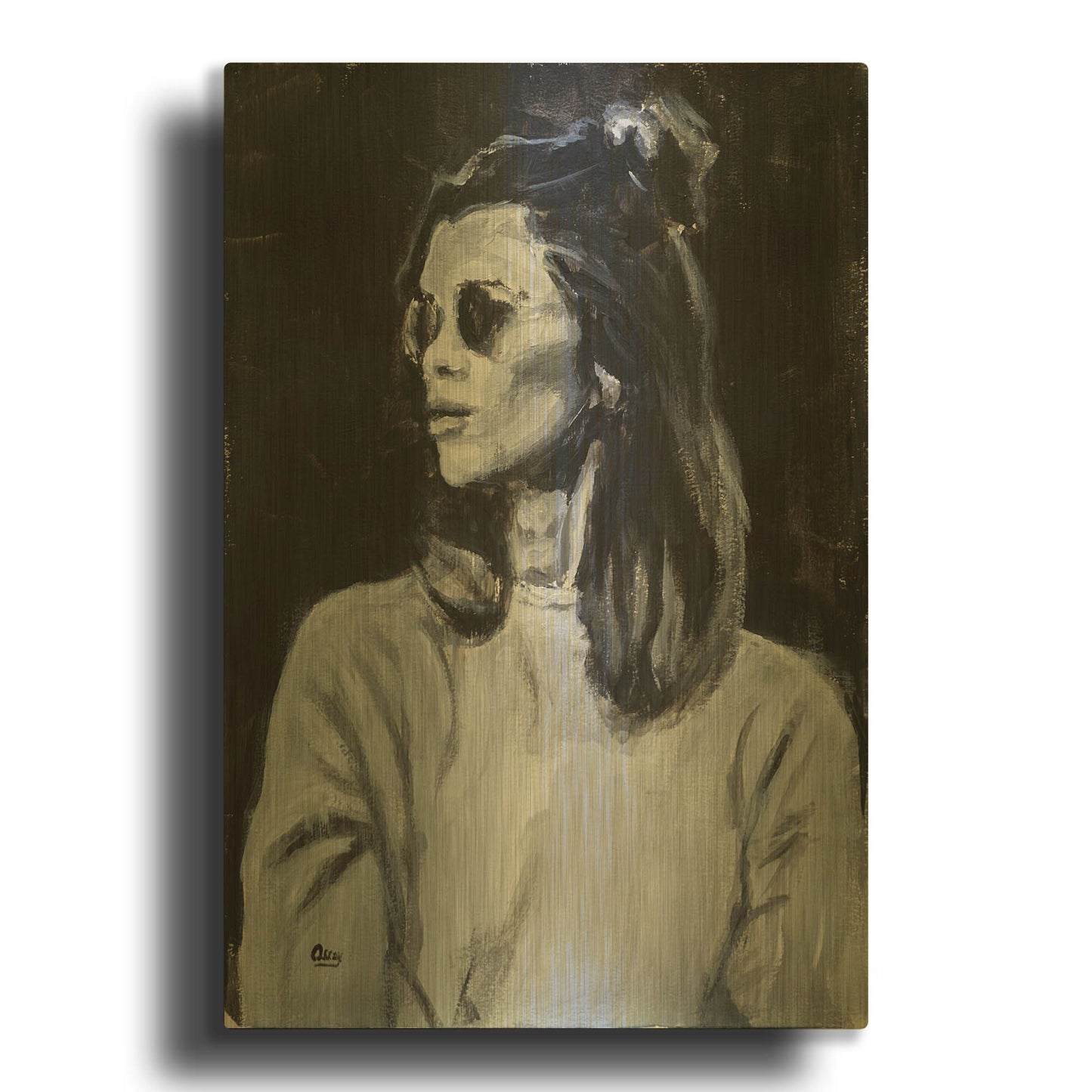 'Side' By Oscar Alvarez Pardo Gold Metal Wall Art