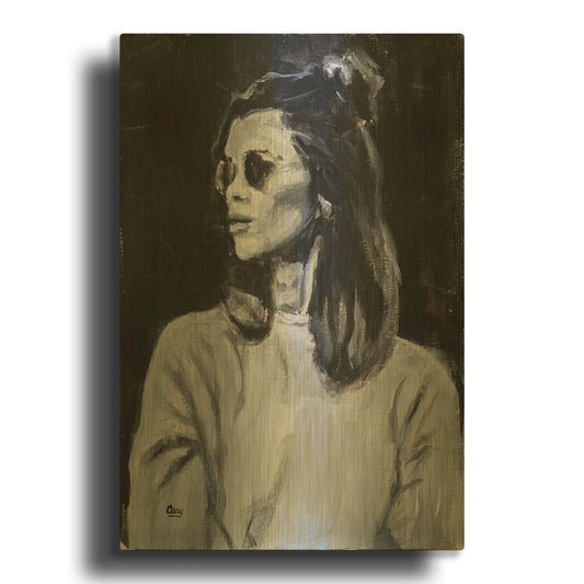 'Side' By Oscar Alvarez Pardo Gold Metal Wall Art