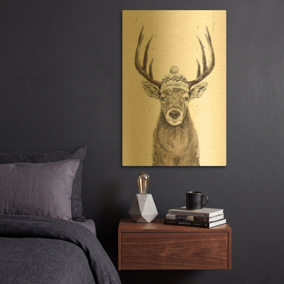 'Let' By Balazs Solti Gold Metal Wall Art