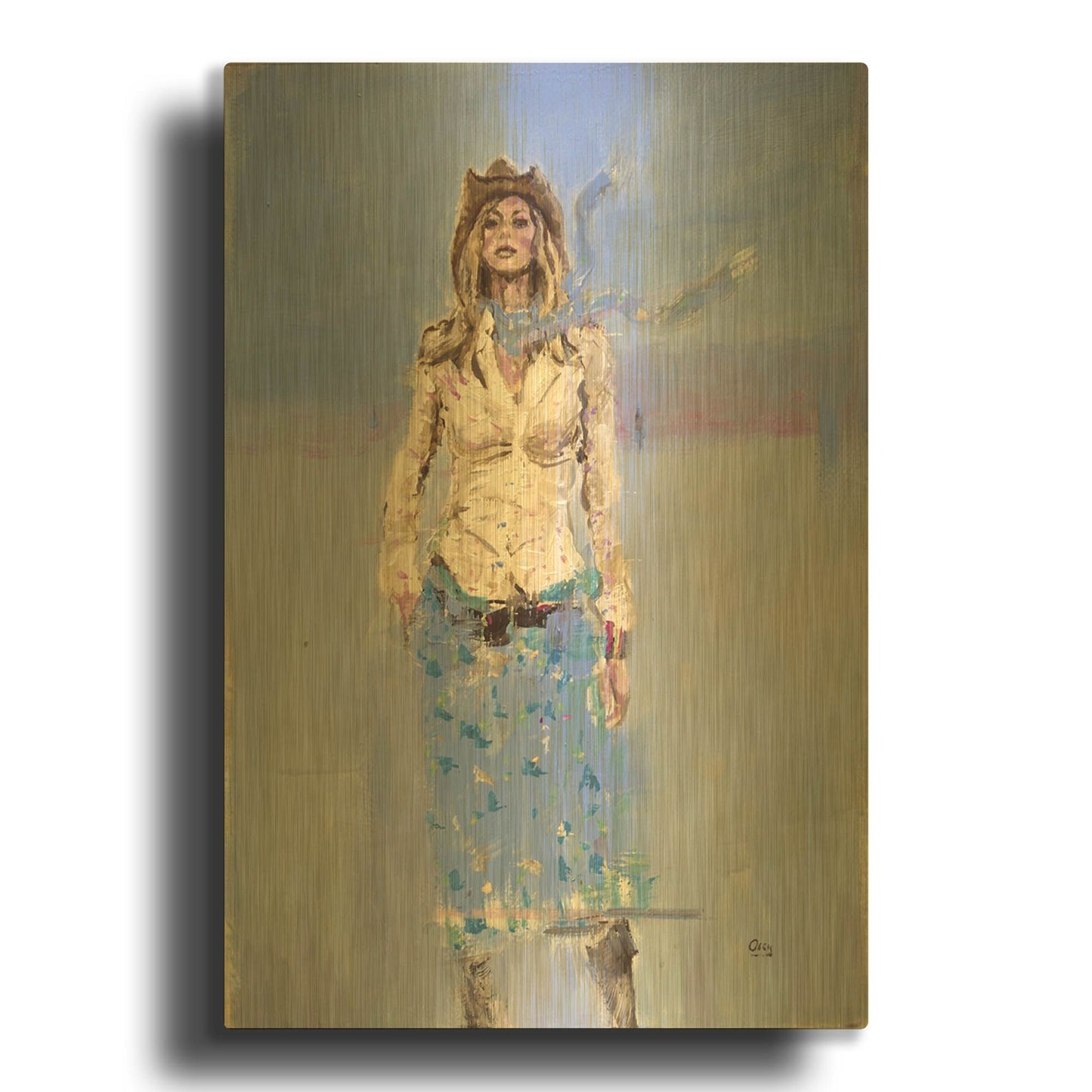 'Dolly' By Oscar Alvarez Pardo Gold Metal Wall Art