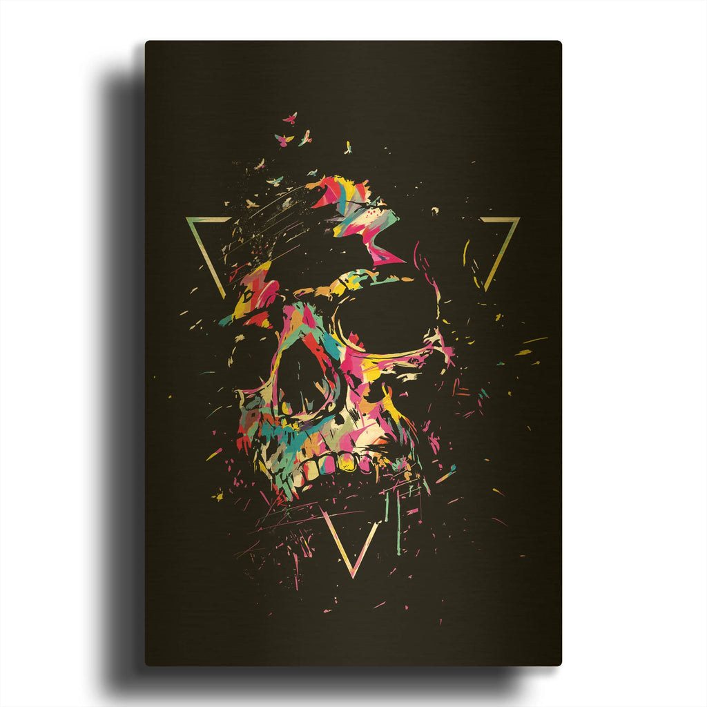'Skull X' By Balazs Solti Gold Metal Wall Art
