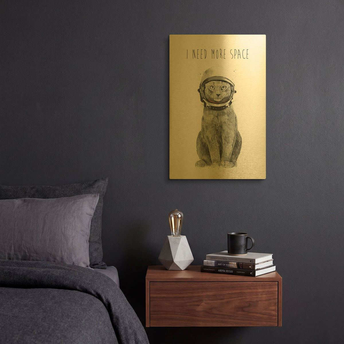 'I Need More Space' By Balazs Solti Gold Metal Wall Art