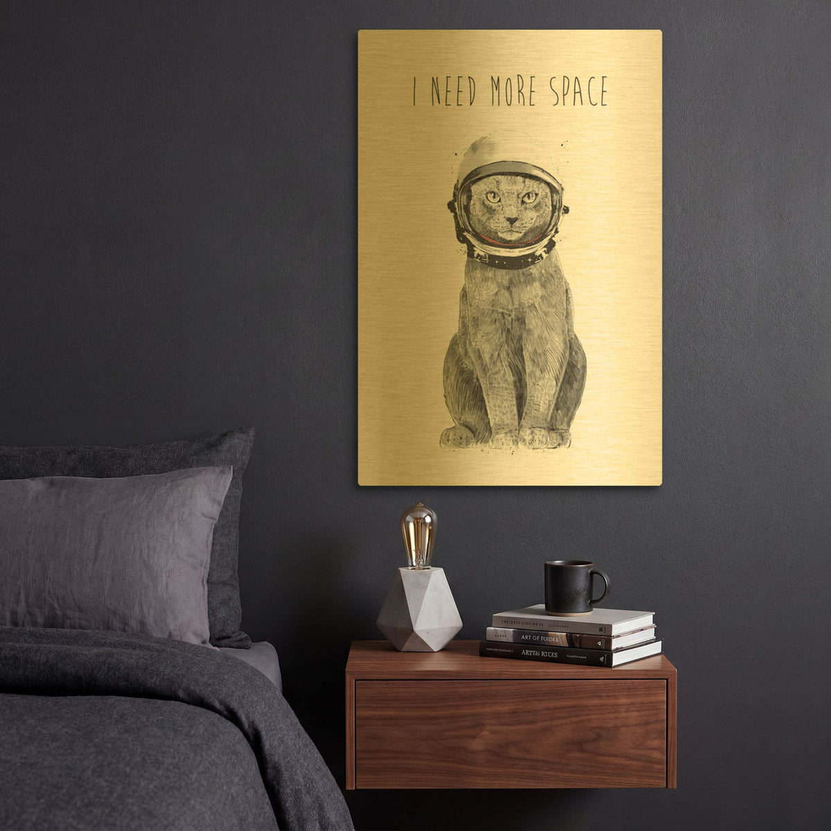 'I Need More Space' By Balazs Solti Gold Metal Wall Art