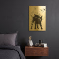 'Wet Dog' By Balazs Solti Gold Metal Wall Art