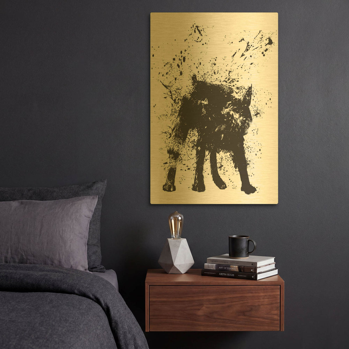 'Wet Dog' By Balazs Solti Gold Metal Wall Art