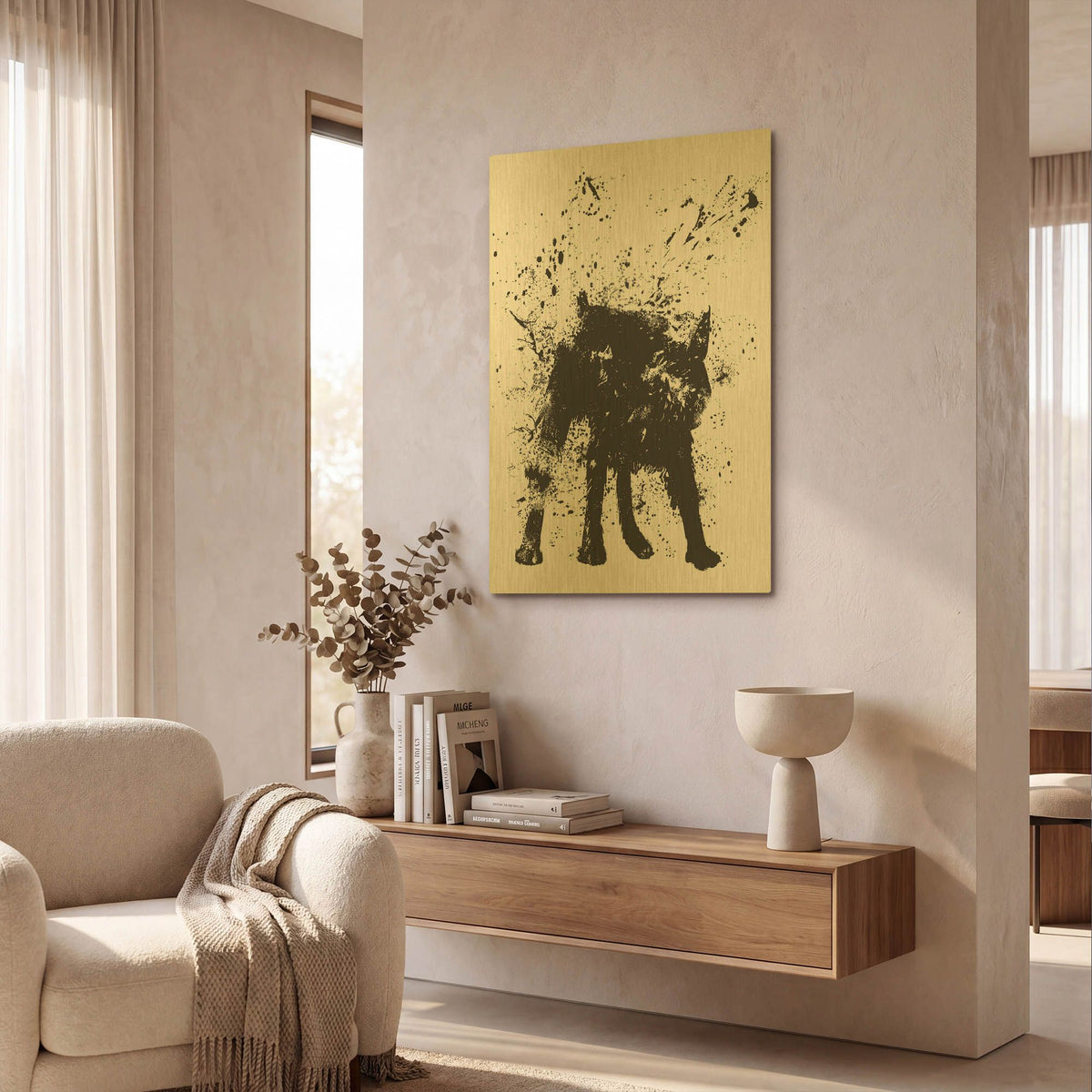 'Wet Dog' By Balazs Solti Gold Metal Wall Art