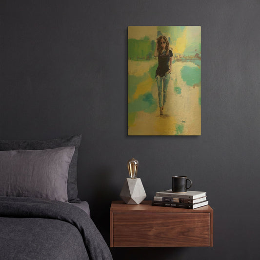 'Casual' By Oscar Alvarez Pardo Gold Metal Wall Art