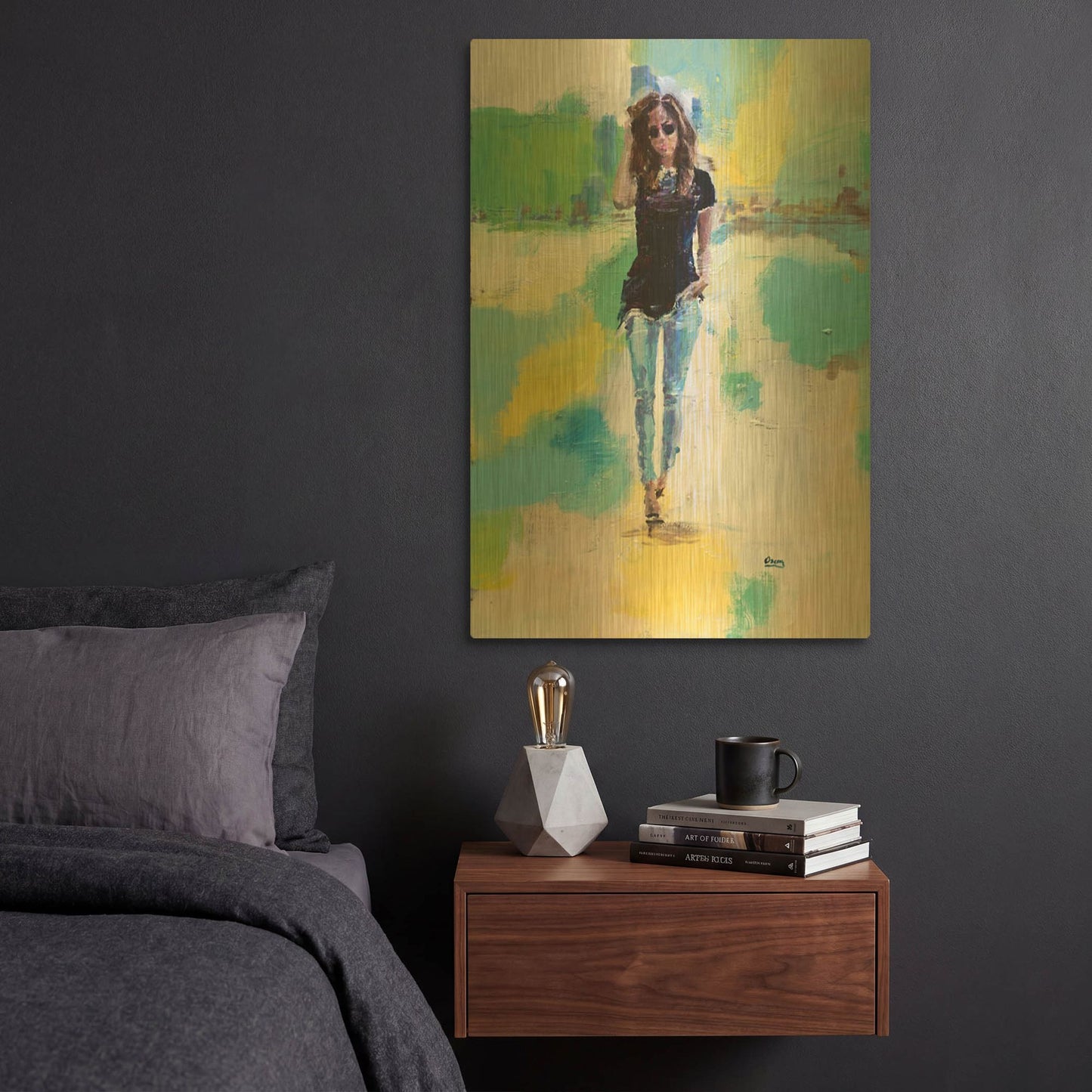 'Casual' By Oscar Alvarez Pardo Gold Metal Wall Art
