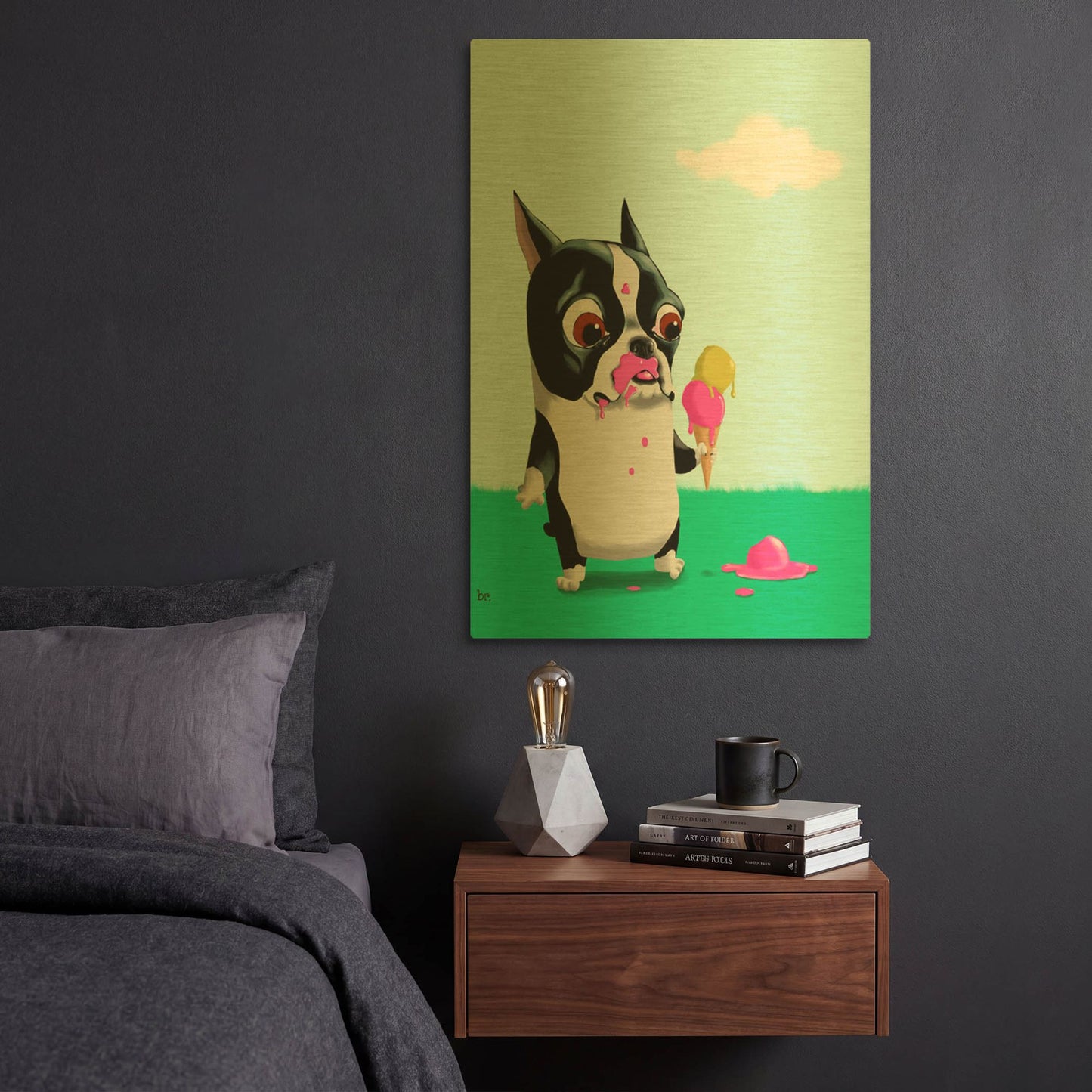 'Boston With Ice Cream' By Brian Rubenacker Gold Metal Wall Art