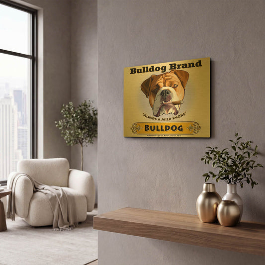 'Bulldog Cigar' By Brian Rubenacker Gold Metal Wall Art