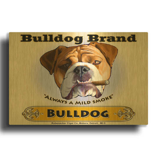 'Bulldog Cigar' By Brian Rubenacker Gold Metal Wall Art