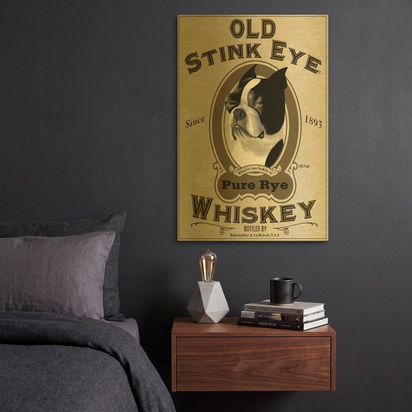 'Old Stink Eye' By Brian Rubenacker Gold Metal Wall Art