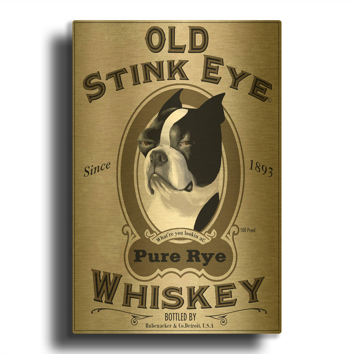 'Old Stink Eye' By Brian Rubenacker Gold Metal Wall Art