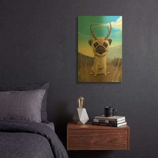 'Pugalope' By Brian Rubenacker Gold Metal Wall Art