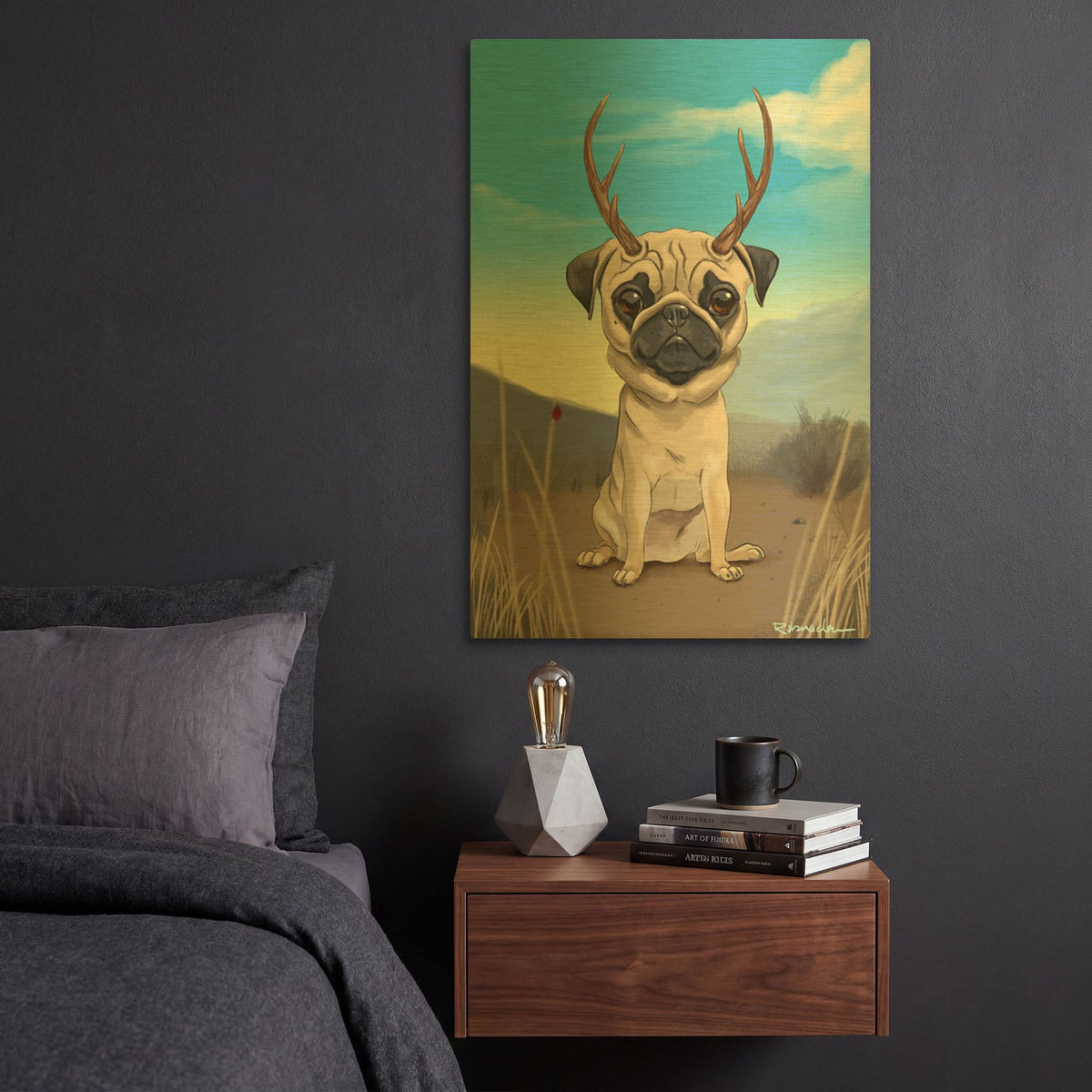 'Pugalope' By Brian Rubenacker Gold Metal Wall Art