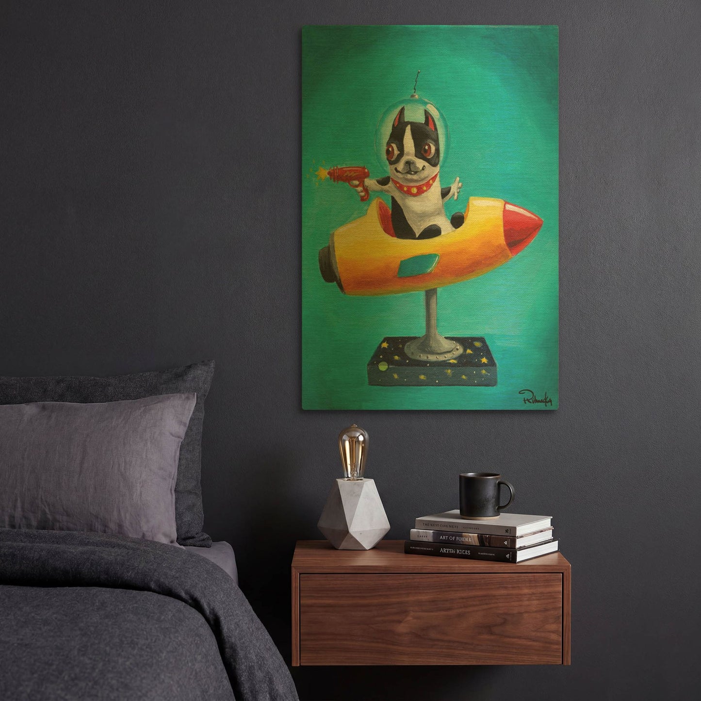 'Rocket Blue' By Brian Rubenacker Gold Metal Wall Art
