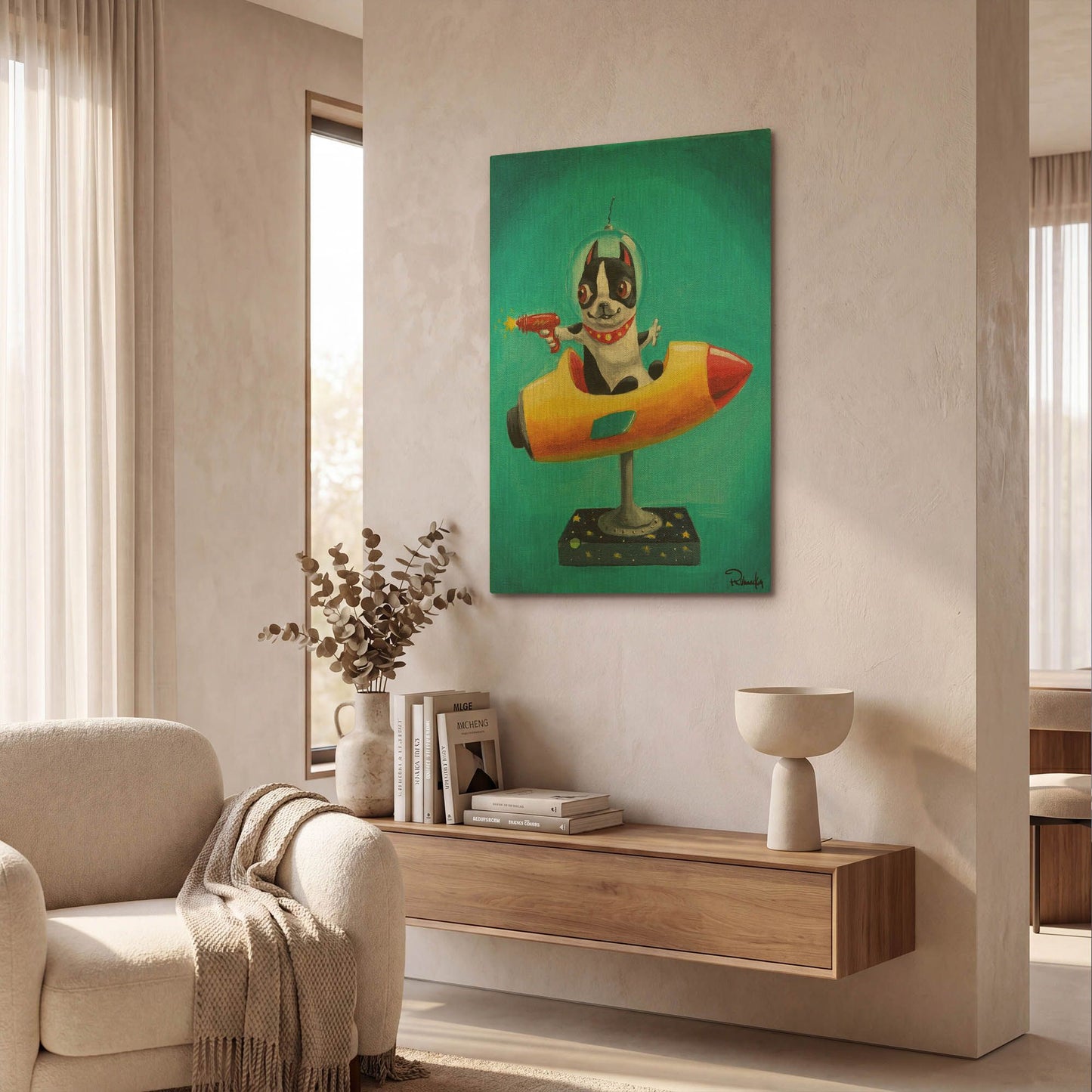 'Rocket Blue' By Brian Rubenacker Gold Metal Wall Art