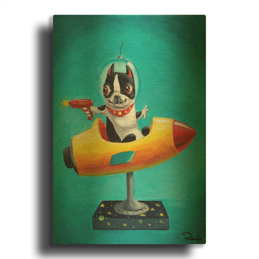 'Rocket Blue' By Brian Rubenacker Gold Metal Wall Art