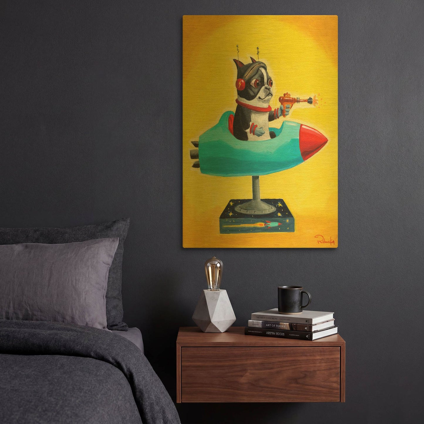 'Rocket Yellow' By Brian Rubenacker Gold Metal Wall Art