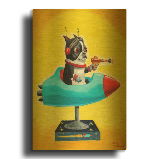'Rocket Yellow' By Brian Rubenacker Gold Metal Wall Art