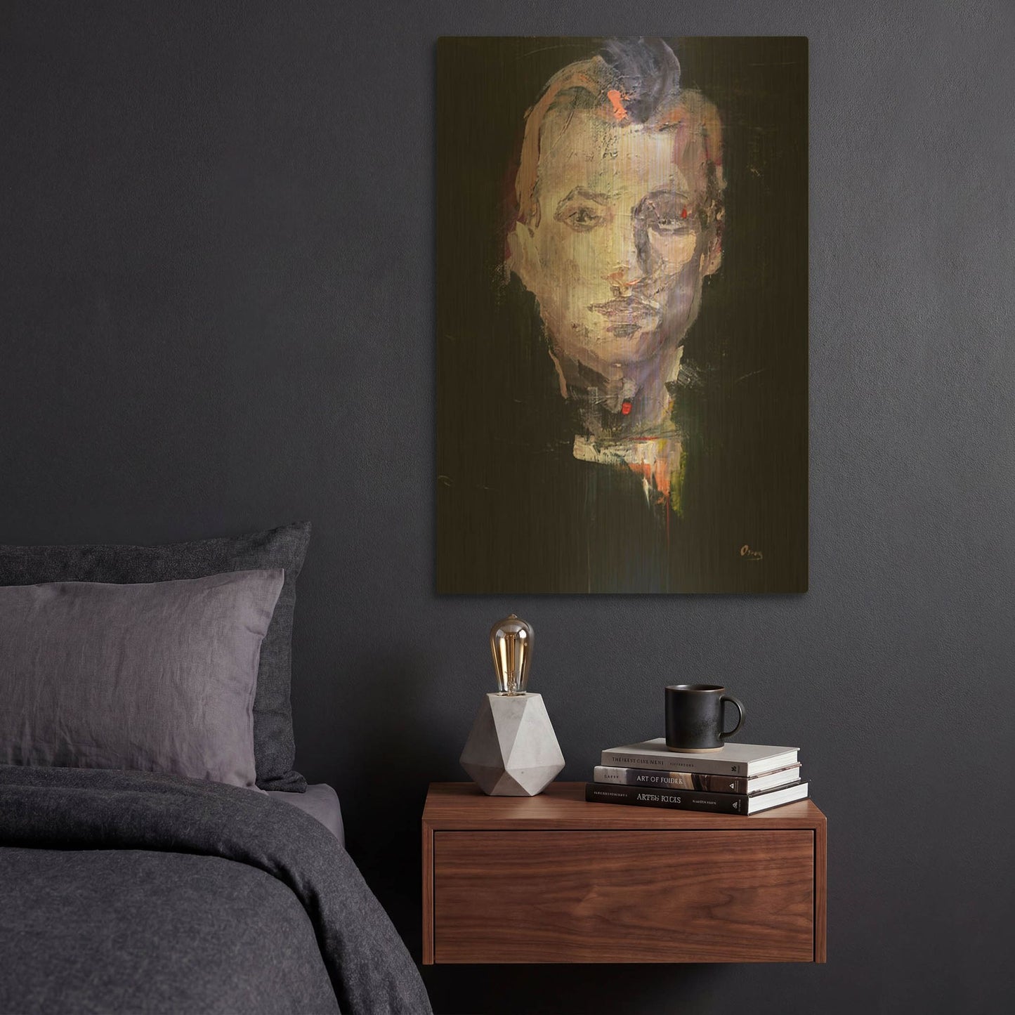 'Portrait 1' By Oscar Alvarez Pardo Gold Metal Wall Art
