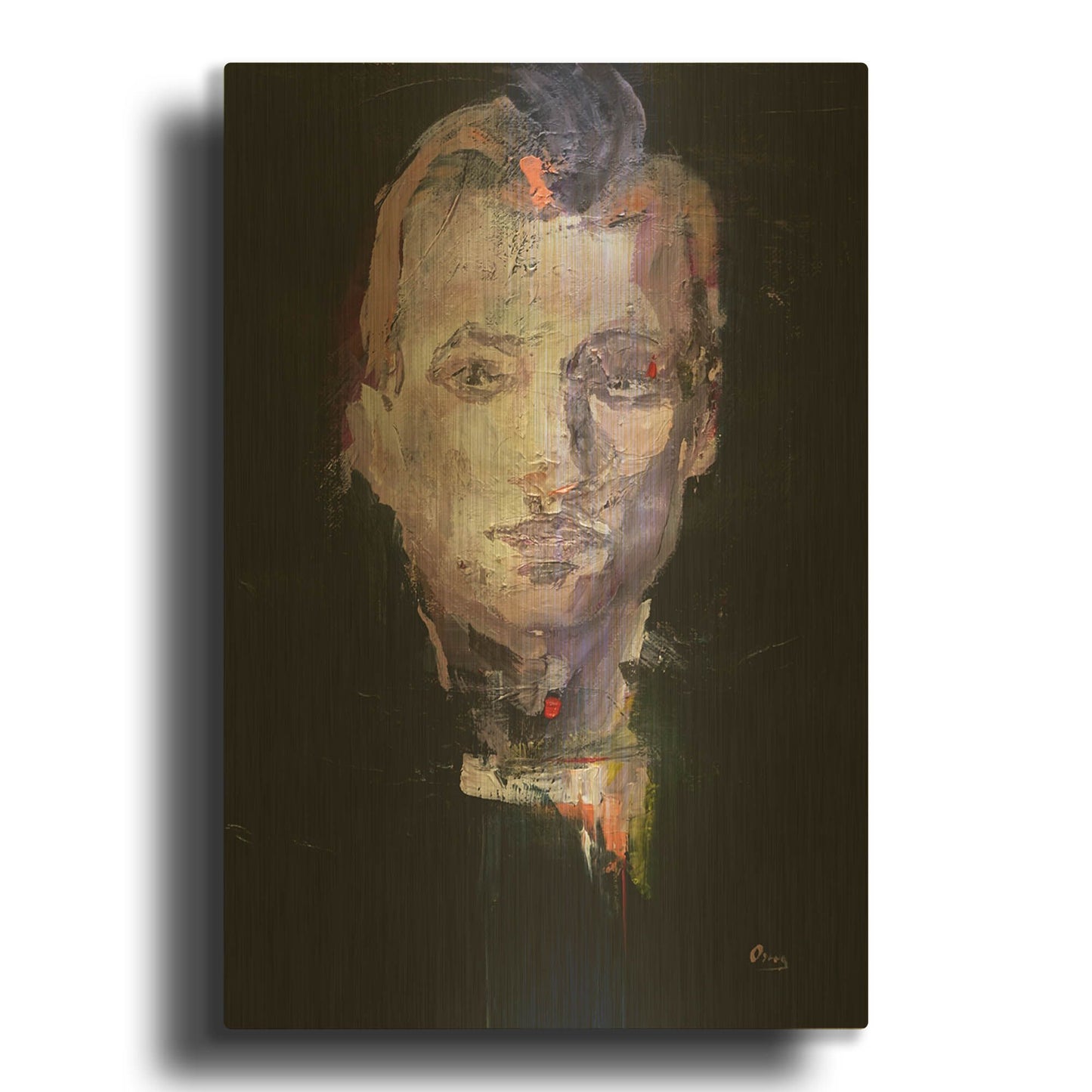 'Portrait 1' By Oscar Alvarez Pardo Gold Metal Wall Art