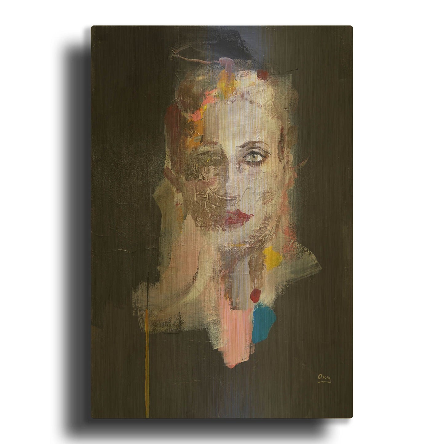 'Portrait 2' By Oscar Alvarez Pardo Gold Metal Wall Art