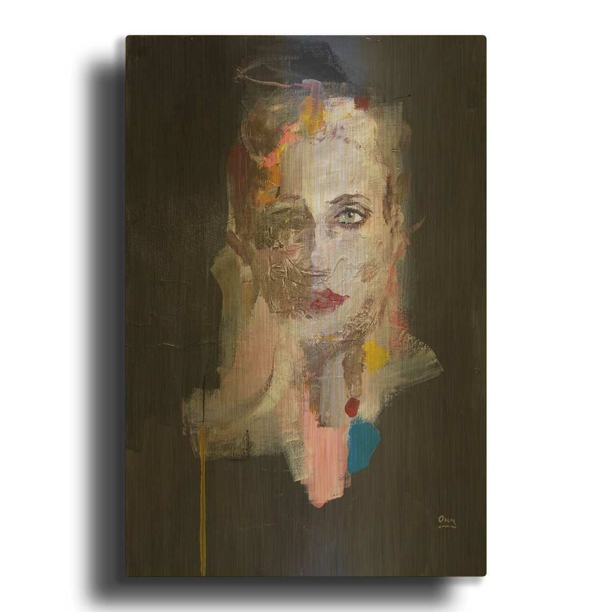 'Portrait 2' By Oscar Alvarez Pardo Gold Metal Wall Art
