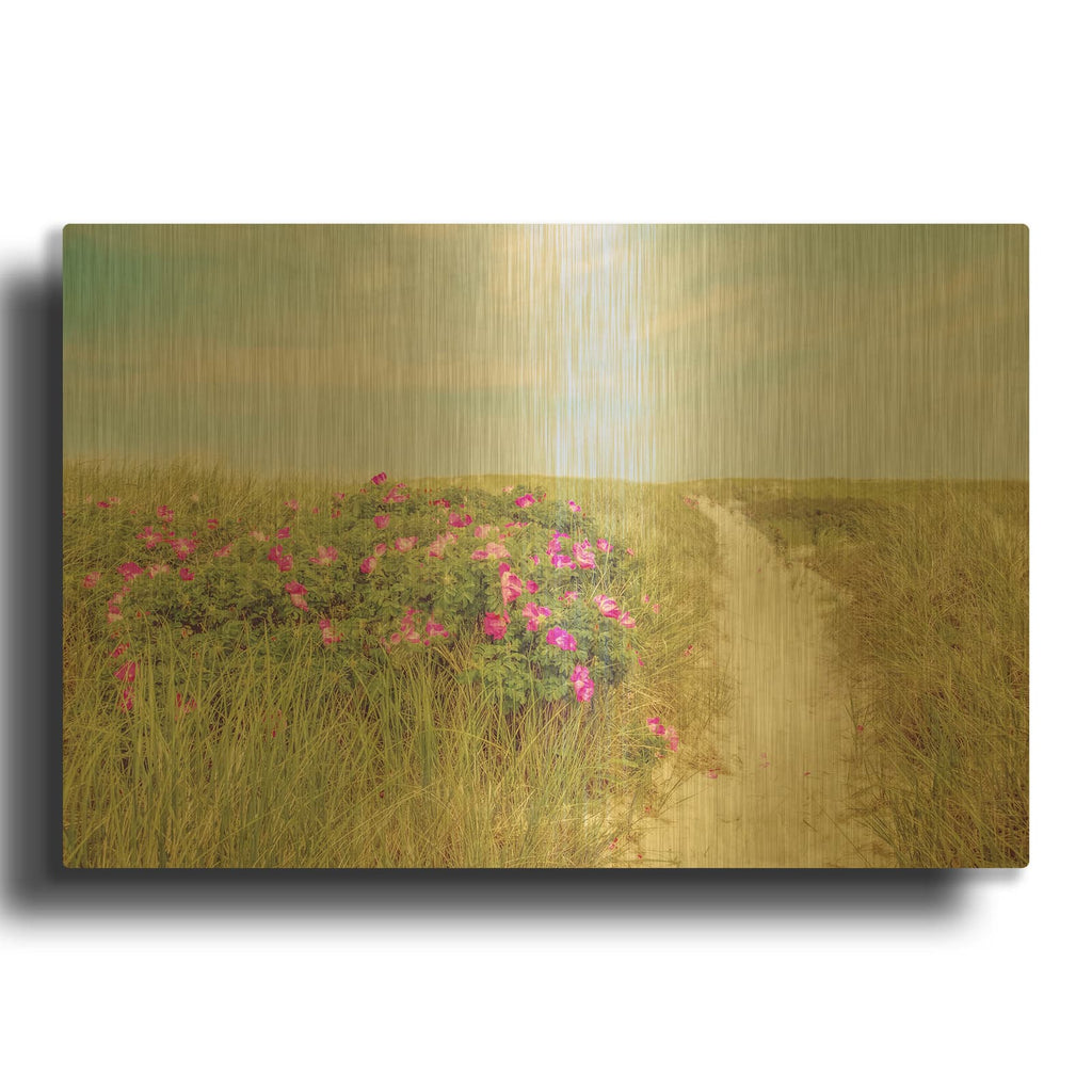 'Beach Roses' By Brooke T. Ryan Gold Metal Wall Art
