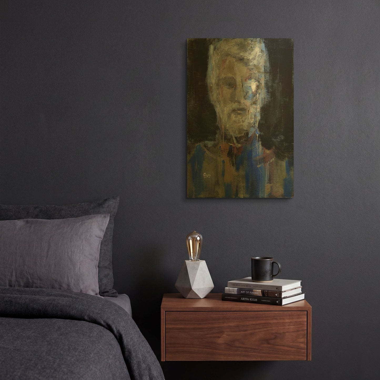 'Portrait 3' By Oscar Alvarez Pardo Gold Metal Wall Art
